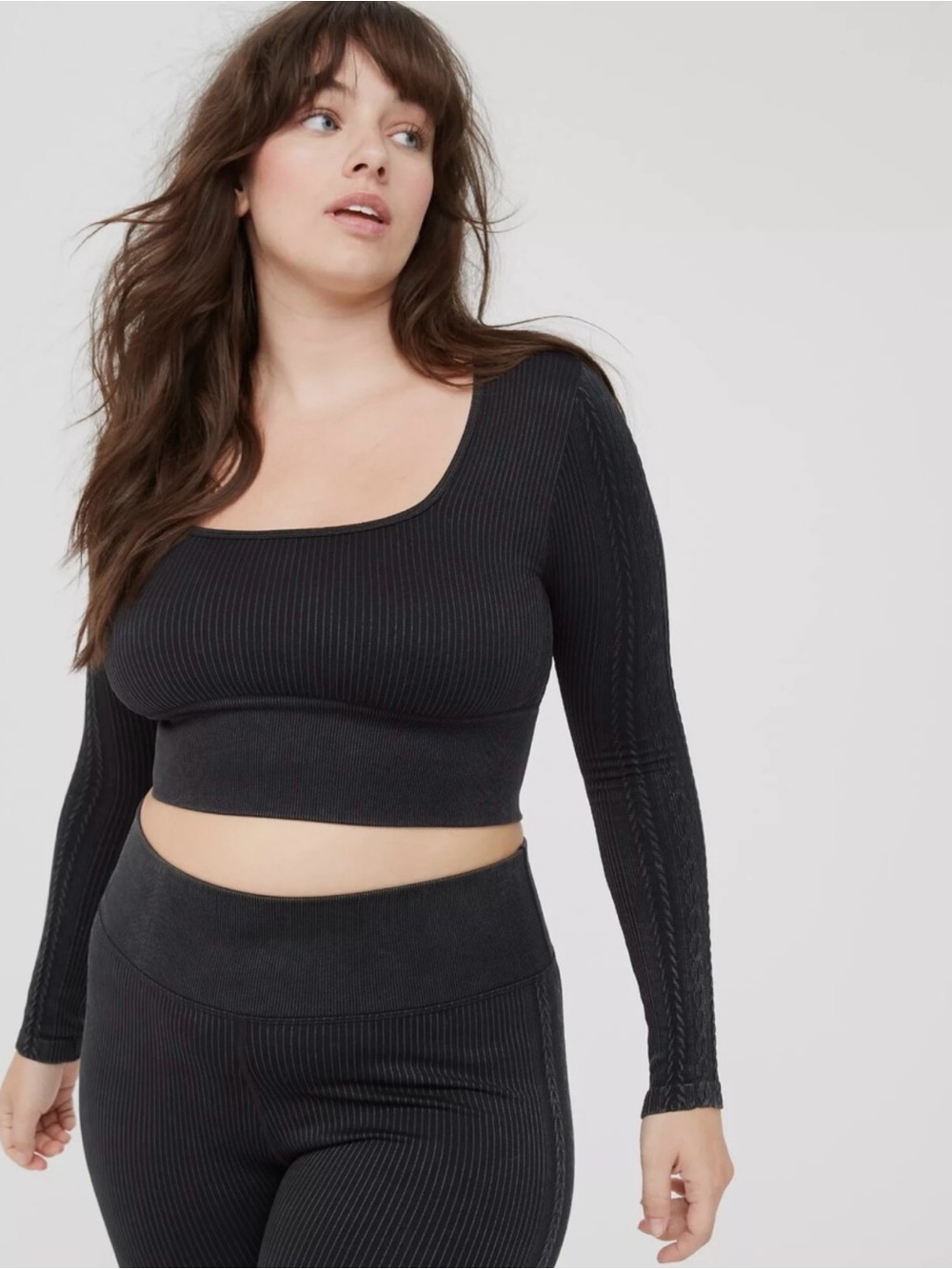 OFFLINE by Aerie Seamless Ribbed Long Sleeve Crop Top Large